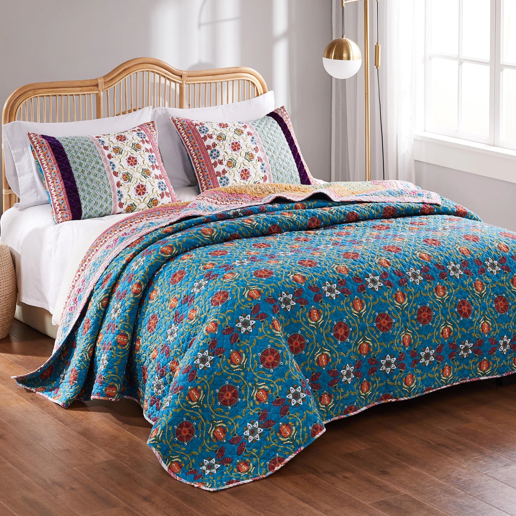 Tori Reversible Cotton Quilt Set, Modern Bohemian, 3-Piece King/Cal King R502701