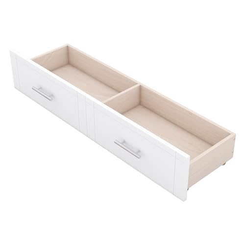 Ball & Cast Queen Size Solid Pine Murphy Bed with Charging Station, White + Walnut P2075