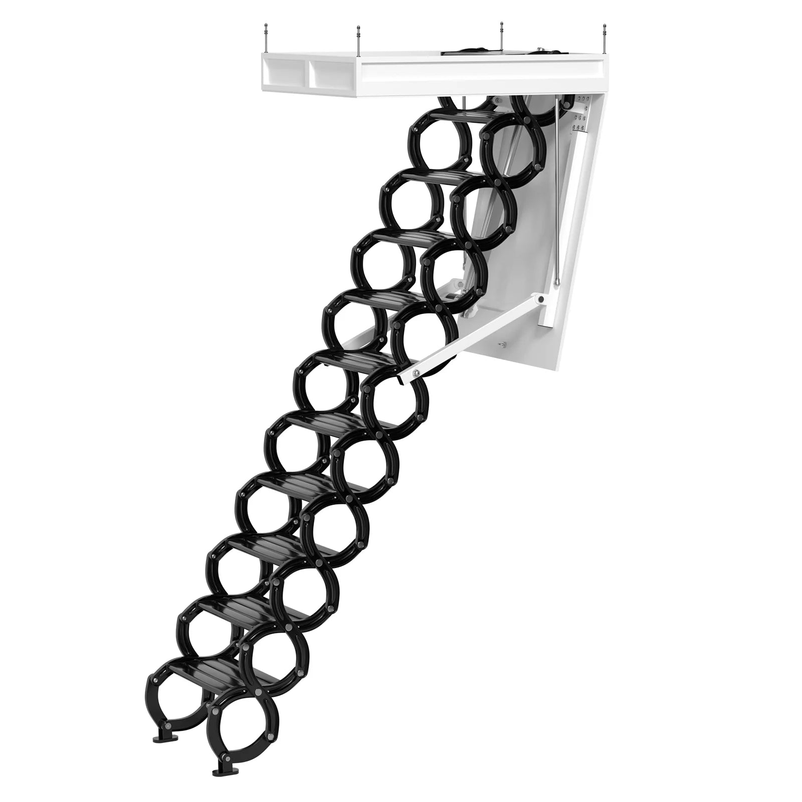 TOPTENG 11 Steps Electric Ceiling Ladder Aluminum Folding Attic Stairs with Remote B757