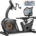 pooboo Recumbent Exercise Bike, Stationary Bikes for Home with Arm Exerciser, Magnetic Recumbent Bike with Ergonomic Backrest & Comfortable Seat, Smart APP, Pulse Sensor, 400LBS Weight Capacity