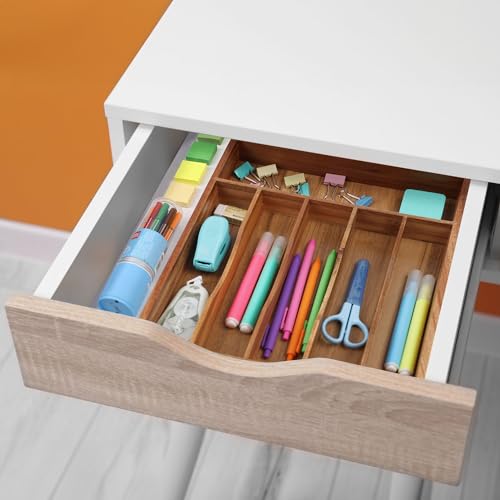 Acacia Wood Silverware Organizer with 7 Slots F21958
