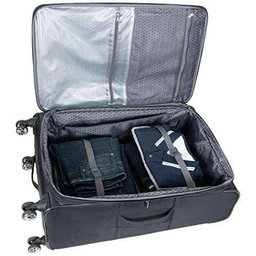 Kenneth Cole REACTION Rugged Roamer Softside 8-Wheel Spinner Luggage, Black, 20-Inch Carry-On N740