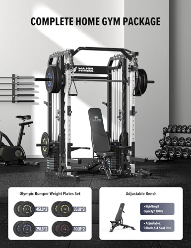 Major Fitness Smith Machine Drone2 Premium All-in-One Home Gym with Aluminum Pulley Set J82580