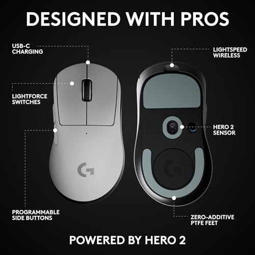 Logitech G PRO X Superlight 2 DEX Wireless Gaming Mouse, 60g, White D21215