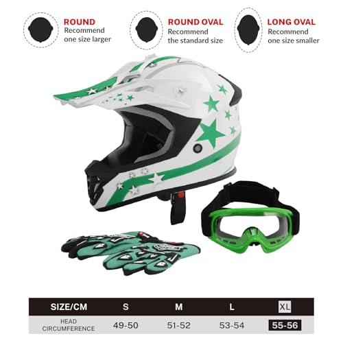 SLMOTO Dot Youth Kids Motocross Offroad Helmet with Goggles and Gloves Blue Skull D851858