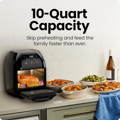 CHEFMAN Multifunctional Digital Air Fryer Rotisserie Dehydrator Convection Oven, 10L, Black B811909