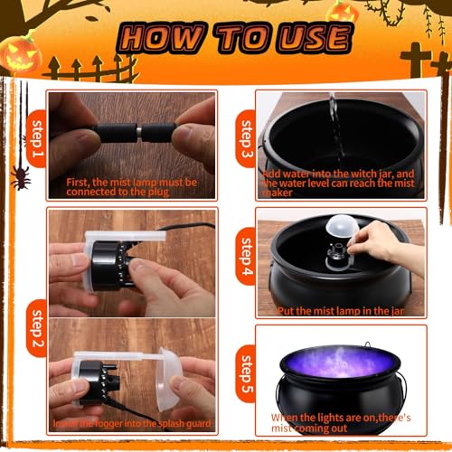 Halloween Decorations 12" Witch Cauldron with Mist Maker and LED Lights J747