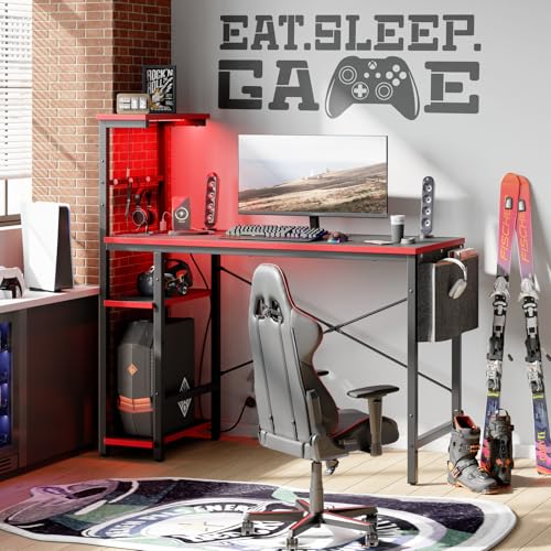 Bestier Gaming Desk with LED Lights, 51.3 Inch Computer Desk Q970