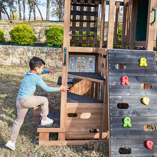 KidKraft Panorama Tower Three-Story Wooden Outdoor Playhouse with Slide G9119