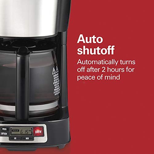 Hamilton Beach 5 Cup Drip Coffee Maker with Programmable Clock, Black & Stainless Steel S78391