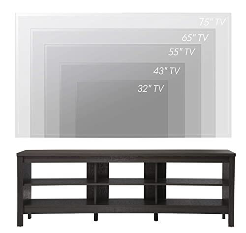 WAMPAT Farmhouse TV Stand for 75 inch TV, Wood Entertainment Center, Brown W838
