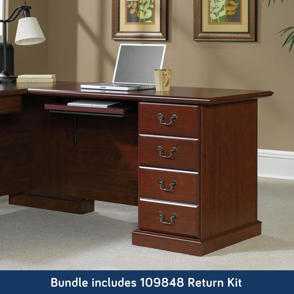 Sauder Heritage Hill L-Shaped Desk with Office Hutch, Classic Cherry R16927