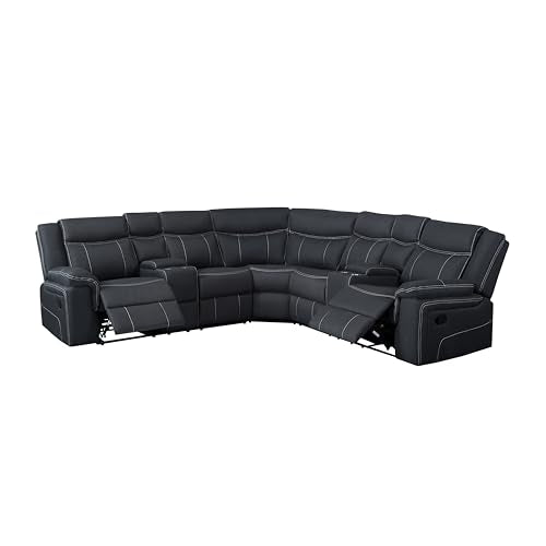 Oversized Manual Recliner 3-Seater Sofa with LED Lights, USB Ports and Cup Holders U78713
