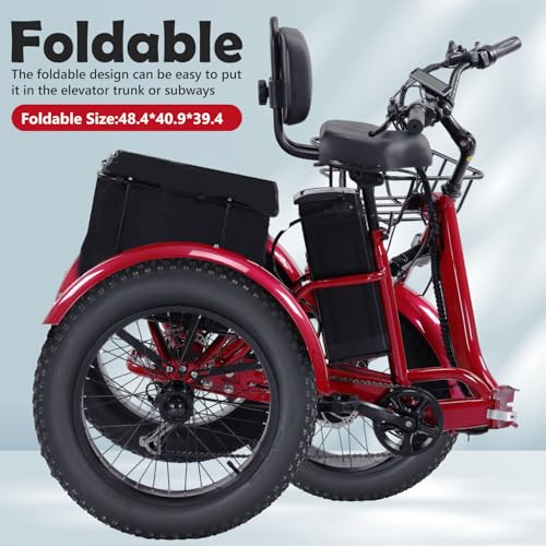 Electric Tricycle for Adults, 750W, Folding Fat Tire, 48V Removable Battery O76597