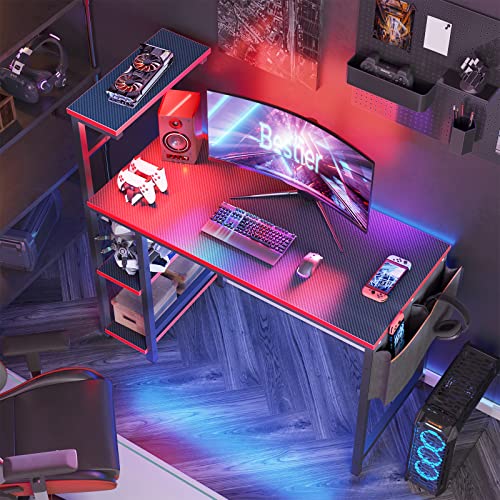 Bestier Gaming Desk with LED Lights, 51.3 Inch Computer Desk Q970