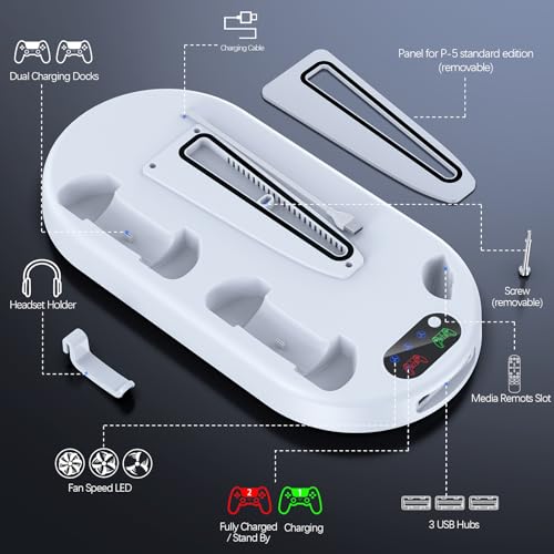 AMZDM Cooling Station PS5 Slim Stand with Charging for PS5 Pro & Slim Y61242