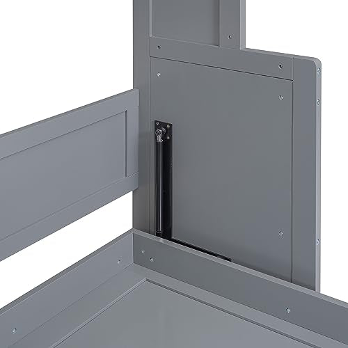 Queen Murphy Bed with Storage Shelves and LED Lights, White D5338