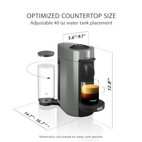 Nespresso Vertuo Plus Coffee and Espresso Maker by De'Longhi, Grey T3663