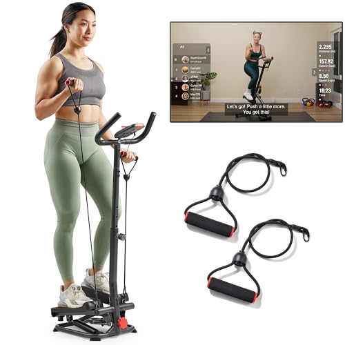 Sunny Health & Fitness 2-in-1 Smart Stepper Machine with Resistance Bands T171583