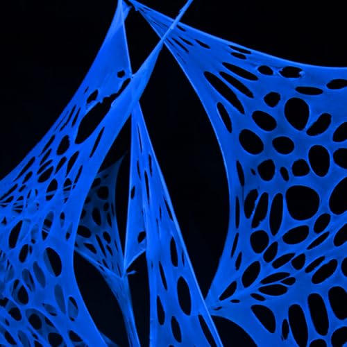 Giant Glow in The Dark Spider Web Halloween Decorations Outdoor with Blacklight S348