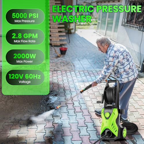 5000 PSI Adjustable Electric Pressure Washer 2.8 GPM with 33ft Hose G705