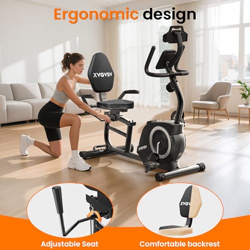 Recumbent Exercise Bike for Home, Quiet Stationary Bike for Adults & Seniors, 400LB Capacity X156547