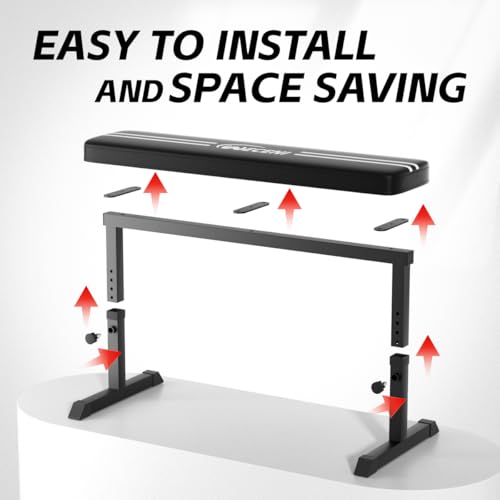 Black Flat Weight Bench with Adjustable Height, 600LBS Capacity P32224