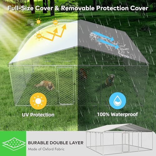 Extra Large Outdoor Dog Kennel with Waterproof Cover and Security Lock I101