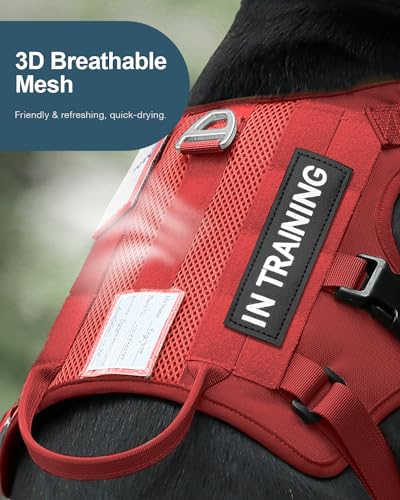 FAYOGOO Tactical Dog Harness for Large Dogs, Mesh Breathable with Handle T66550