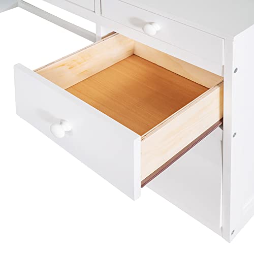 Harper & Bright Designs Full Size Loft Bed with Wardrobe and Desk, Solid Wood, White R4710