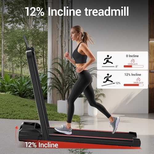 12% Incline Walking Pad Treadmill, 3-in-1 Folding, 2.5 HP Brushless U983150