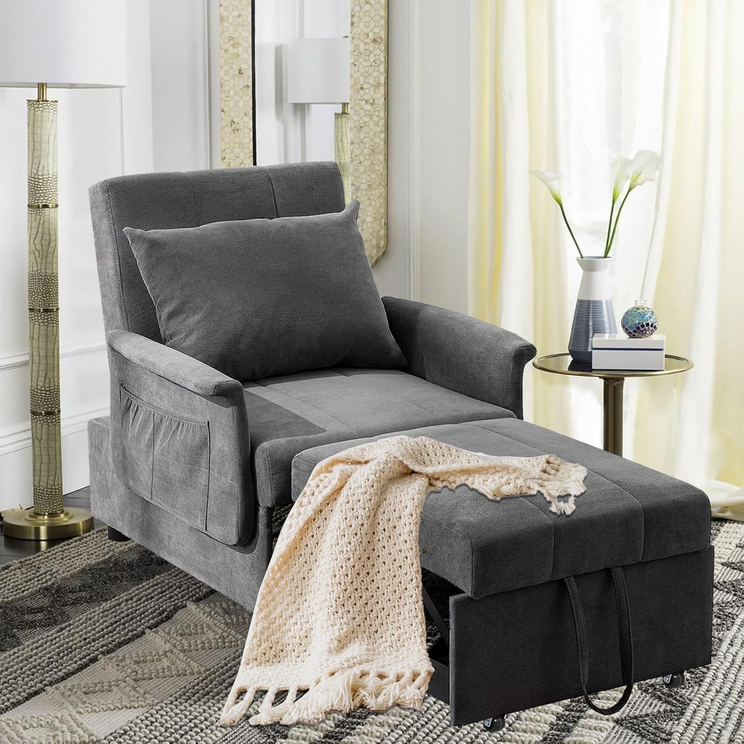 BINGTOO 3 in 1 Folding Sofa Bed Chair with Ottoman N87208