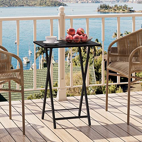 HOOBRO Folding TV Tray Tables, Set of 2, Marble and Gold C48497