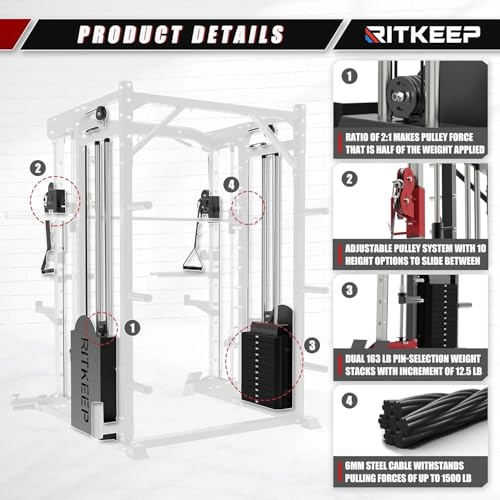 RitKeep PMAX 5600 Pro Smith Machine, All-in-One Home Gym with 2200lb Capacity and 320lb Weight Stack H2625