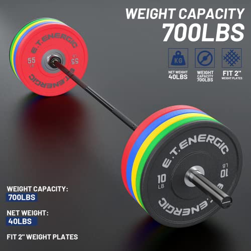 7ft Olympic Barbell 40LB Bar Load 700lbs Capacity Hard Chrome Sleeves X5409