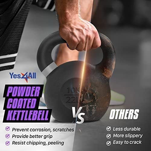 Yes4All Powder Coated Cast Iron Kettlebell Weight Set for Home Gym N15817