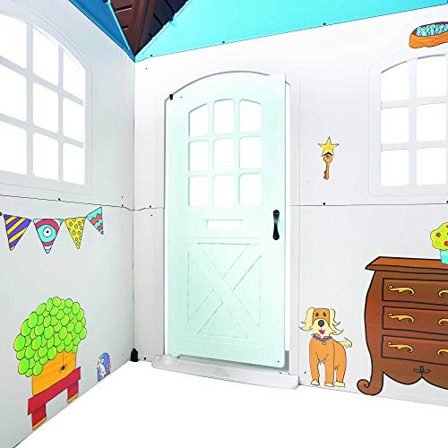 Lifetime Heavy Duty Plastic Outdoor Playhouse, 6x6x7 ft, Beige & Blue L20755