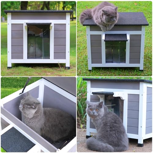 Outdoor Cat House Weatherproof Winter Enclosure for Feral Cats W562161