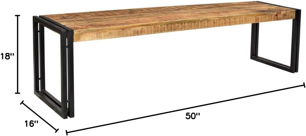 Timbergirl Hand-Crafted Reclaimed Wood and Metal Bench, 50-Inch J99976