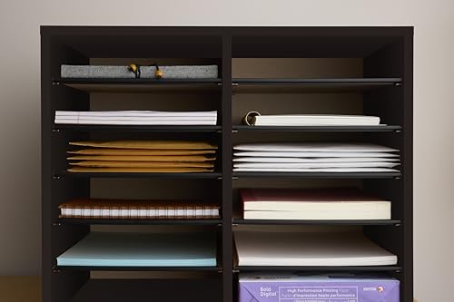 Safco Wooden Paper and Mail Organizer, Adjustable Shelves, Stackable B285