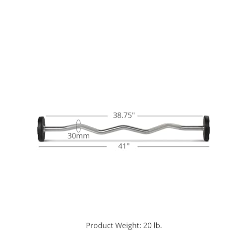 Titan Fitness Rubber Curl Fixed Barbells, Pre-Loaded Weight Bar Y406