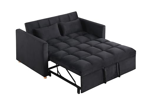 Sleeper Chair Sofa Bed Convertible with USB Ports & Cupholders, Black N276696