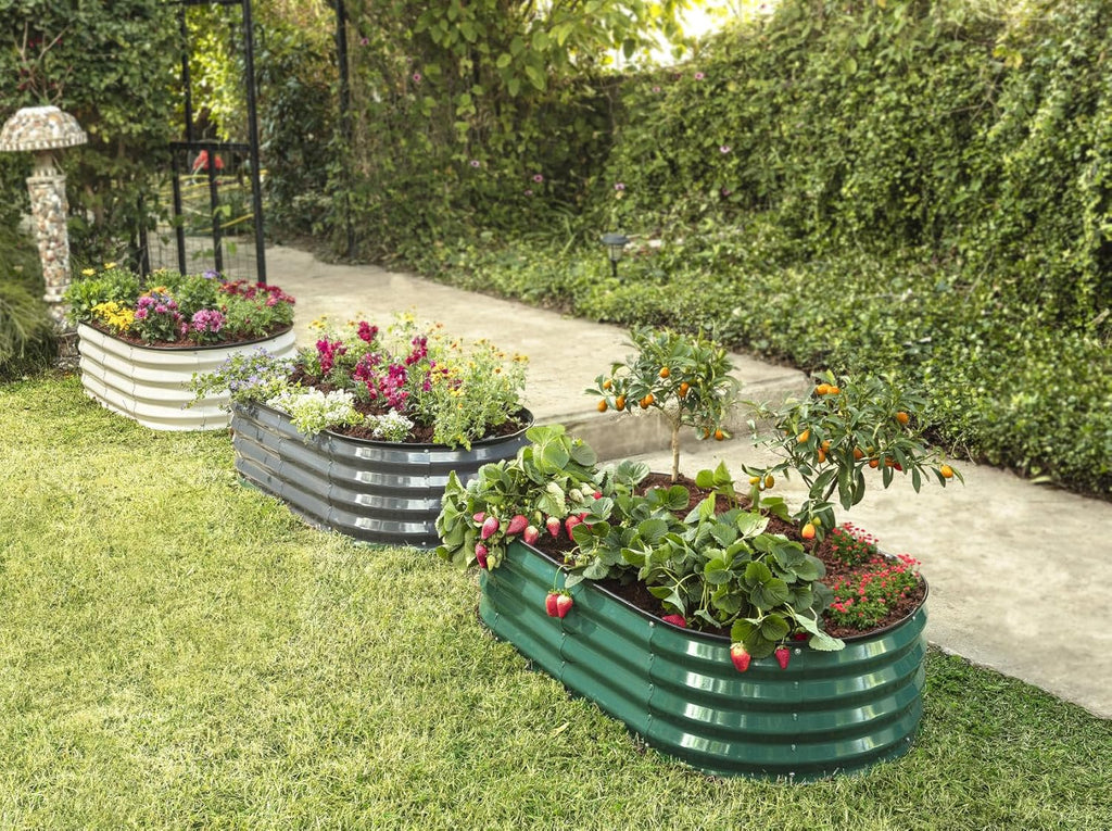 Galvanized Raised Garden Bed Outdoor 4x2x1 ft Metal Planter Box White X166004