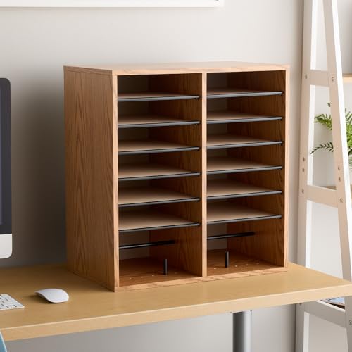 Safco Wooden Paper and Mail Organizer, Adjustable Shelves, Stackable B285
