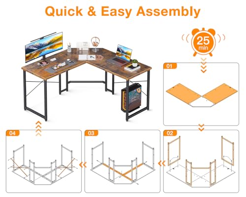Casaottima L Shaped Gaming Desk Corner Desk for Home Office, 51 Inch, Black M173778