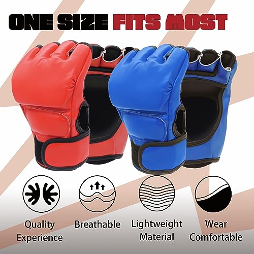 2 Pairs Boxing Kickboxing Gloves for Men Women Leather Sparring Training MMA O811