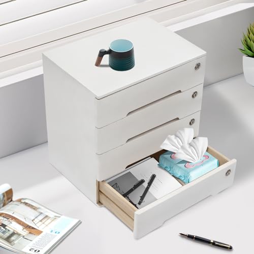 4 Drawers Wood Storage Cabinet with Lockable Drawers, Walnut S9586
