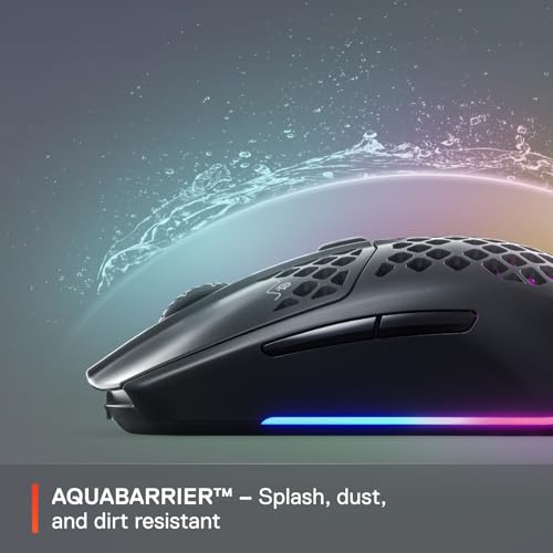 SteelSeries Aerox 3 Wireless Holey RGB Gaming Mouse, Ultra-lightweight, Onyx O713