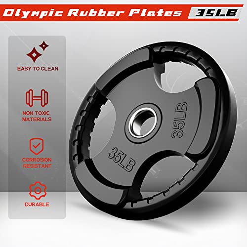 RitFit Olympic Rubber Grip Plates 2-Inch for Barbell Weightlifting Strength Training Z70542