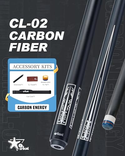 CRICAL Carbon Fiber Pool Cue Stick 58" with 12.5mm Tip J317692